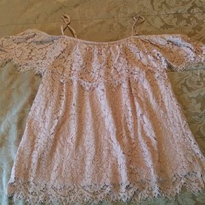 Off Shoulder Pink Lace Top